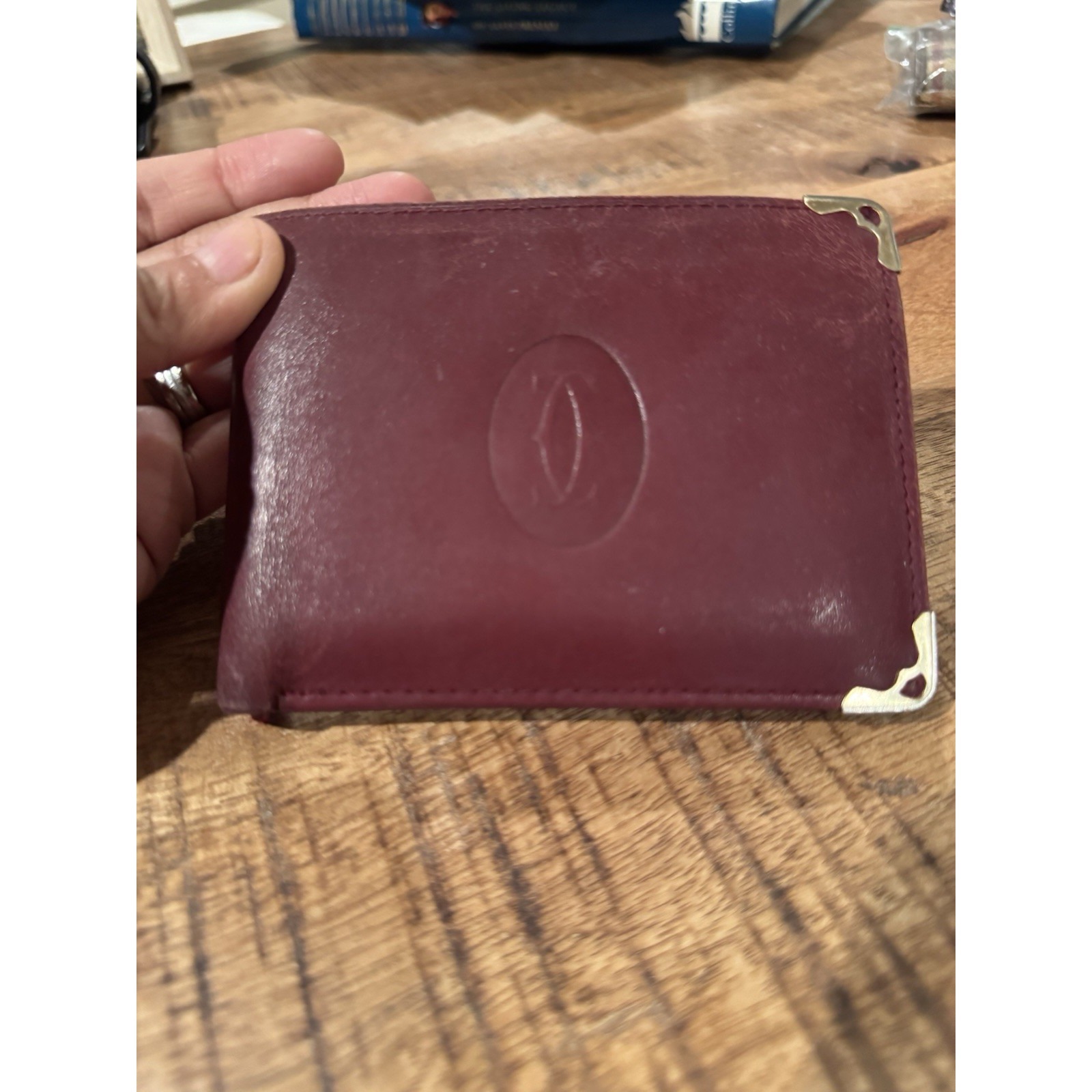 Authentic Cartier Must De Cartier Burgundy Leather Wallet Bifold Vintage France